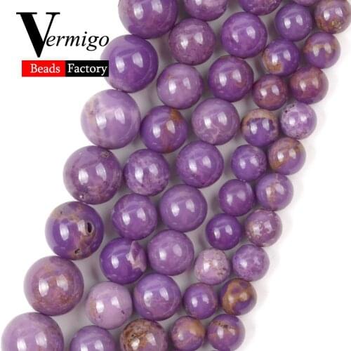 High Quality Purple Mica Natural Stone Beads For Jewelry Making 6 8 10mm Round Spacer Beads Diy Handmade Bracelets 15" Strand
