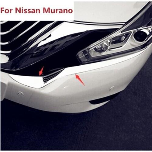 For Nissan Murano 2015 2016 2pcs Front Head Light Lamp Eyelid Eyebrows Cover Trim ABS Chrome