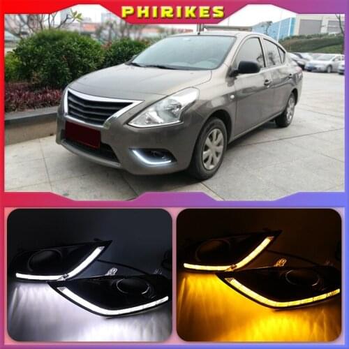 2pcs For Nissan Almera Latio Sunny Versa 2014 2015 2016 2017 2018 DRL Daytime Running Lights Daylight Fog Head Lamp