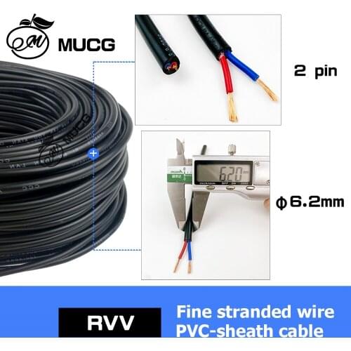 Electric cable Speaker 2 pin copper winding wire Electrical wires pvc power Sheath 2 hilos 2 core cables 20awg 20 awg 6mm 220V