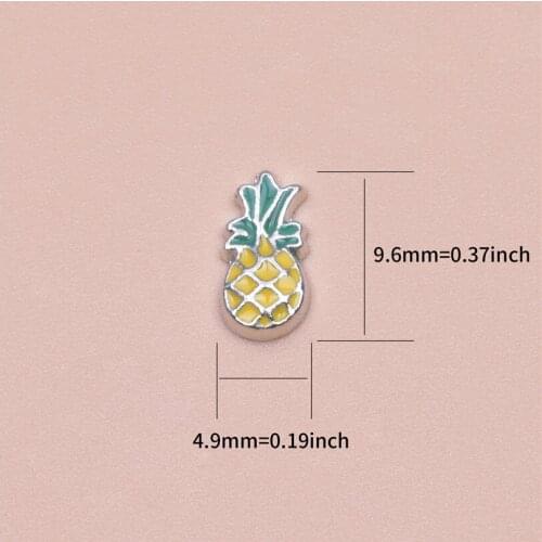 F1114 Alloy Silver Green Enamel Pineapple Charms For Glass Living Locket 4.9*9.6mm