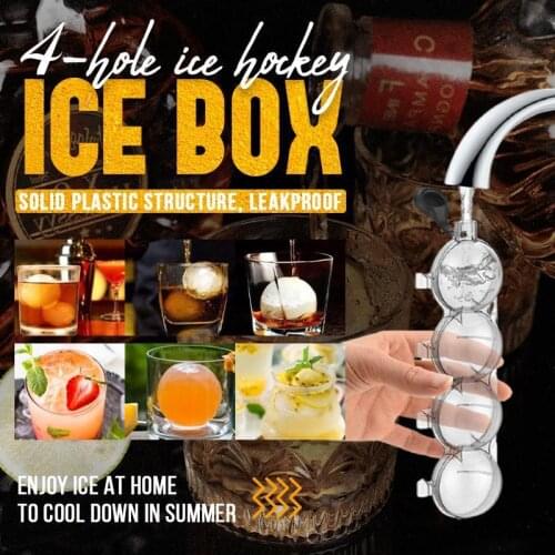 4-hole Ice Box Mold Whiskey Wine Ice Cream Ice Ball Maker Round Ice Hockey Ice Tray Mold Cool Summer Drinking Bar Kitchen Tools