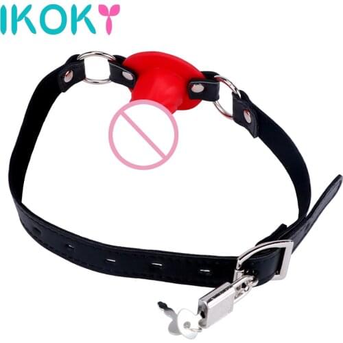 IKOKY SM Bondage Oral Fixation Small Sex Toys for Couples Fetish 3 Colors With Locking Buckles Penis Gag Slave Dildo Mouth Gag