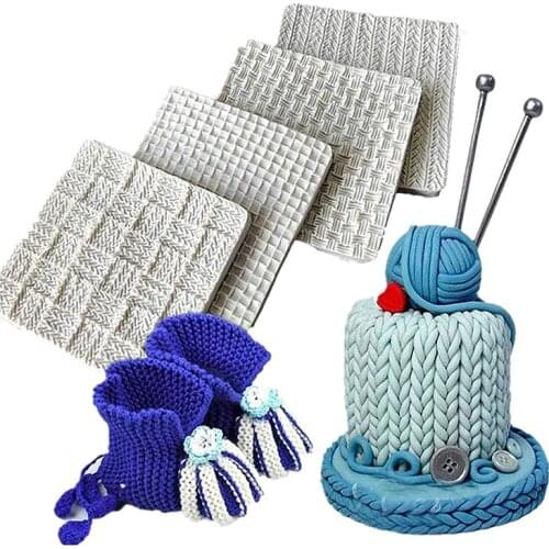 Kniting Impression Mats Silicone Mold Handmade Woolen Yarn Woven Pattern Sweater Crochet Texture Emboss Clay Mold 3D Wall Panel