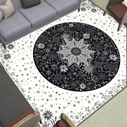 Mandala Area Rugs Large Retro Court Anti Slip Floor Mats Home Living Room Bedroom Bathroom Decor Print Carpet Datura Pattern