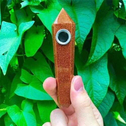 1pcs Goldstone Quartz Stone Crystal SMOKING PIPE