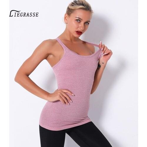 Liegrasse Women Workout Yoga Shirts Sexy Sleeveless Gym Shirts Athletic Tank Top Sports Wear Running Shirt Vest Training