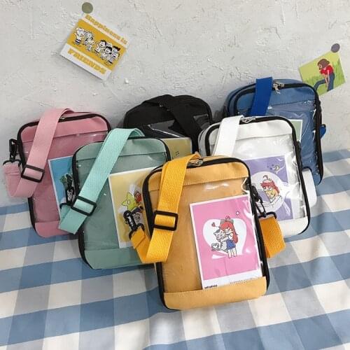 Small Canvas Mobile Ipad Fashion Shoulder Bags Summer 2021 New Cartoon PatchworkTravel Messenger Crossbody Bag Female