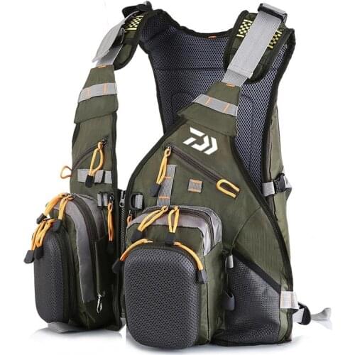 Multifunctional Fishing Vest Detachable Multiple Pockets Breathable Waterproof Outdoor Riding Grid Mesh Wear-Resisting Vests