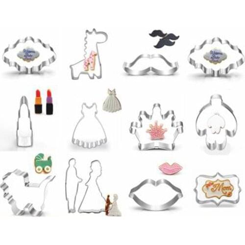 Fashion Lady Cookie Cutter Stainless Steel Cut Candy Biscuit Mold Cooking Clothes Dance Party Theme Metal Cutters Baking Mould