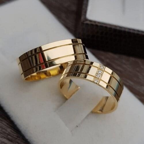 SILVERFONI 925 Sterling Real Silver Wedding Rings Set For Men And Women Jewelry Hand Made Anniversary Gift New Season Gold Plate