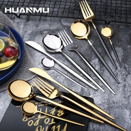 4Pcs/Set Gold Cutlery Set Knife Fork Spoon Dinner Set Luxury Butter Steak Home Tableware Tool Sajilla for Kitchen Tableware Tool