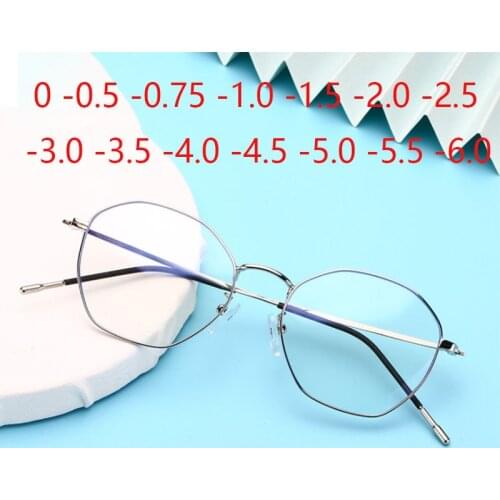 Irregular Polygon Myopia Glasses Flat Steel Wire Frame Unisex Optical Eyeglasses Prescription 0 -0.75 -1.0 -1.5 -2.0 TO -6.0