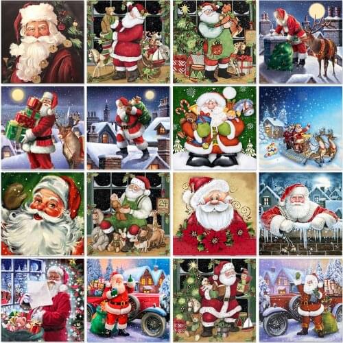 New 5D Diy Diamond Painting Christmas Cross Stitch Full Square Round Drill Santa Claus Diamond Embroidery Home Decor Manual Gift
