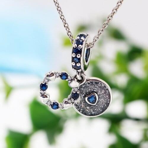 New Original 925 Sterling Silver Beads Blue Winter Love Dangle Charm Fit Pandora Bracelets Women DIY Jewelry Dropshipping