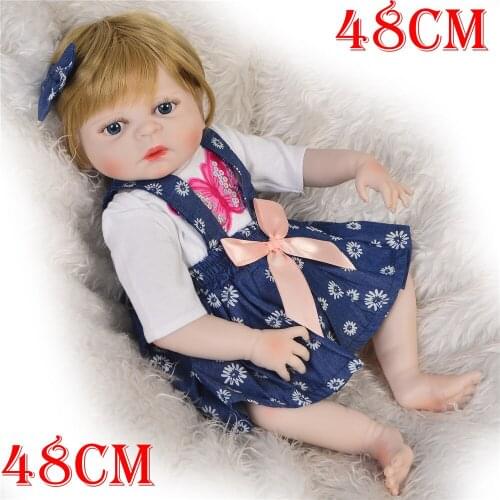 NPK 19" 48CM Full Body Silicone Reborn Babies Doll Bath Toy Lifelike Newborn Princess Baby Doll Bonecas Bebe Reborn Menina doll