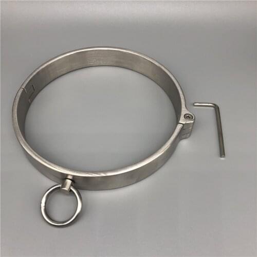 Solid 304 Stainless Steel Fetish Adult Game Necklace Bdsm Bondage Slave Restraints Lockable Neck Collar Sex Toys For Women Men