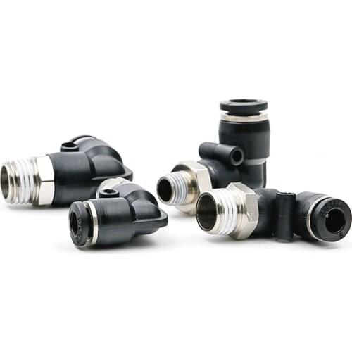 5 pcs Air Pneumatic Fitting 10mm 8mm 12mm OD Hose Tube 1/8" 1/4" 1/2" BSPT Male Thread L Shape Gas Quick Joint Pipe Connector