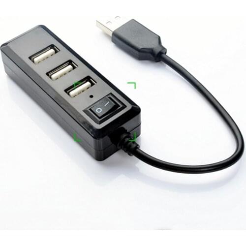 Portable 4 Ports USB 2.0 HUB Phone Charge Splitter Extension Adapter with Switcher Plug and Play Supporting Hot Swap