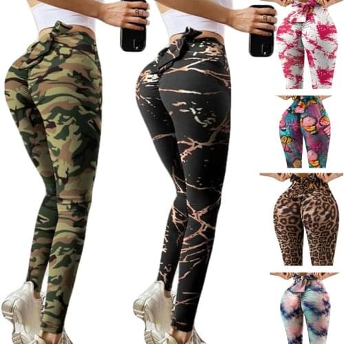 Printed Bow Yoga Pants Seamless Leggings Push Leggins Sport Women Fitness Running Yoga Elastic Trousers Gym Girl Tights
