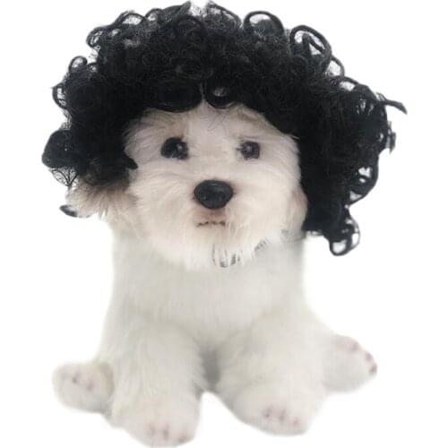 Funny Pet Costumes Dog Cat Wig Synthetic Accessories Small Dog Headwear For Halloween Christmas Eve Festival Party Decor Apparel
