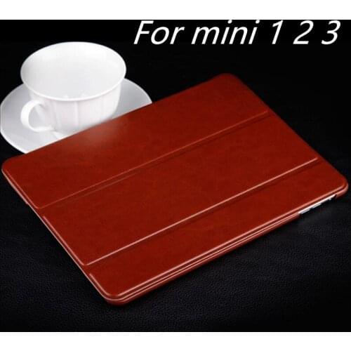 Three Fold Cover for iPad mini 3 New Ultra Slim Smart PU Leather Smart Tablet Cover Case for Apple iPad Mini 1 2 3 gift +fiml