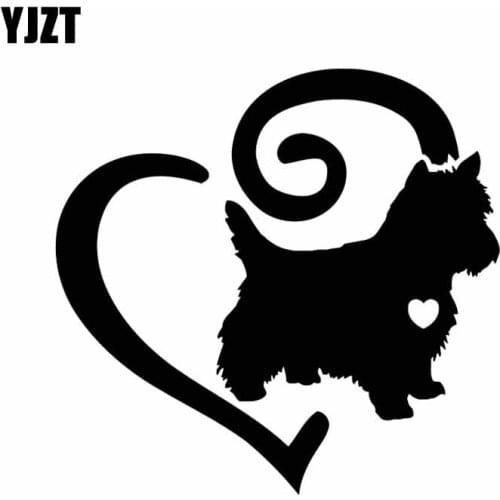 YJZT 14CM*13.5CM West Highland Westie Love Heart Dog Vinyl Car Sticker Black/Silver C2-3316