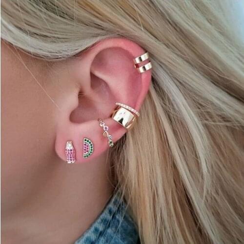 5 Colors No Piercing Women 925 Sterling Silver Ear Cuff Earring 2021 Delicate Micro Pave Round Cz Circle Minimal Jewelry 1 Pc