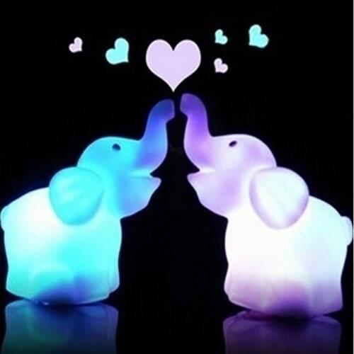 1PC Camping Light Lovely Elephant Deco 7 Changing Colors On/Off Switch LED Night Light Fishing Outdoor Lighting