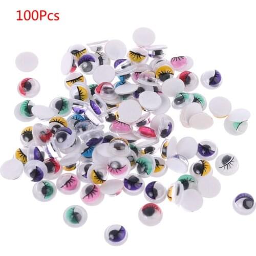 100pcs Mixed Color Self Adhesive Eyes with Eyelashes for Doll Bear Stuffed Toy DIY Craft L4MC