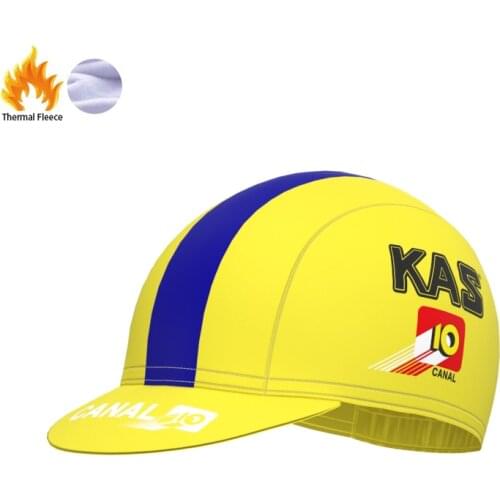 1988 Racing KAS Team Retro Man And Women Yellow Cycling Fleece Cap Triathlon winter Mtb Bike Jersey Hat Gorra de ciclismo