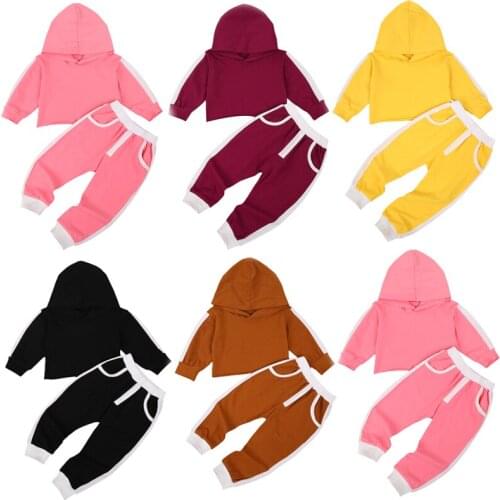 1-5Years Toddler Kids Baby Fall Clothes Long Sleeve Hooded Tops and Pants 2Pcs Girls Boys Casual Outfits Set