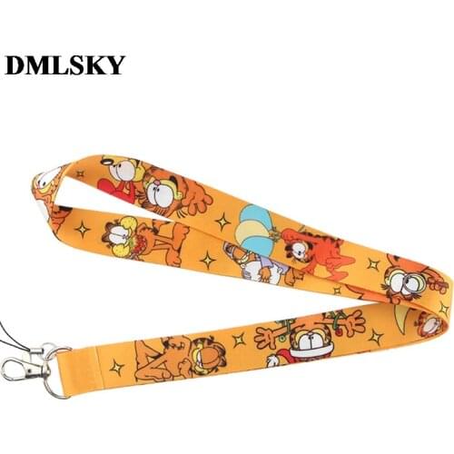 24pcs/lot DMLSKY Cat Keychain Cartoon Cute Phone Lanyard Women Fashion Strap Neck Lanyards for ID Card Phone Keys M3874