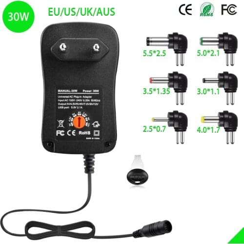 30W Universal Adaptor Charger 3V 4.5V 5V 6V 7.5V 9V 12V 2A 2.5A AC/DC Adapter Adjustable Power Supply adapter