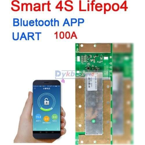 4S 150A Lifepo4 lithium iron phosphate Smart BMS battery protection board w balance Bluetooth APP UART software 4 CELL 3.2V