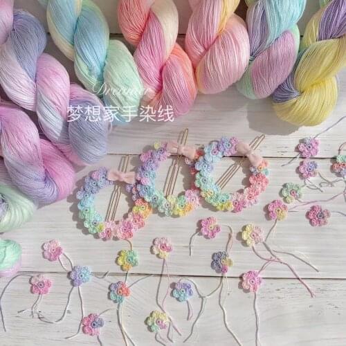 50g Hand Dyed Rainbow Micro Hook Woven Thread Linen Pearl Lace Thread Jewelry Hand Ju Ball Doll Hairpin