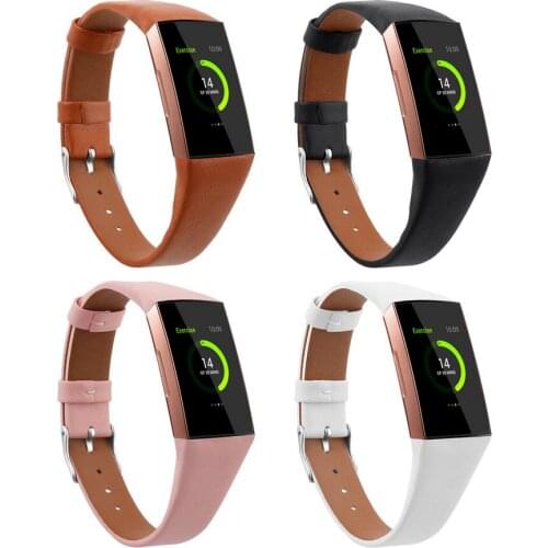 50pcs Leather Watch Band for Fitbit Charge 3 and Charge 3 SE Genuine Leather Band Strap Wristband for Women Men Small & Large