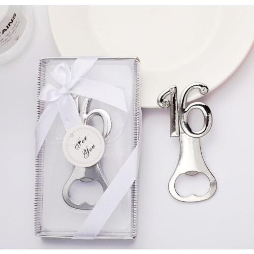 50 pcs Silver Digital 16 Opener Beer Bottle Opener wedding Birthday Party Giveaway Gift For Guest