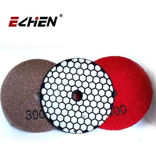 7 Pcs/Set Diamond Dry Use Flexible Polishing Pads Velcro Backed Dia 100mm Sanding Disc Marble Granite Concrete