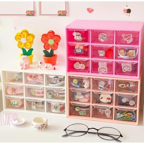 9 Grid Dustproof Drawer Storage Box Student Girl Heart Desktop Stationery Dustproof Jewelry Hand Account Cosmetic Storage Rack
