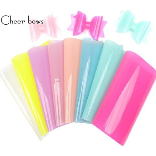 Cheerbows Candy Synthetic Leather Fabric Sheets Jelly PVC Transparent Shiny Vinyl For Summer Party Decor DIY Hair Accessories