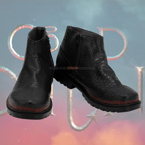 Good Omens Demon Crowley Cosplay Boots Black Leather Shoes Custom Made Any Size