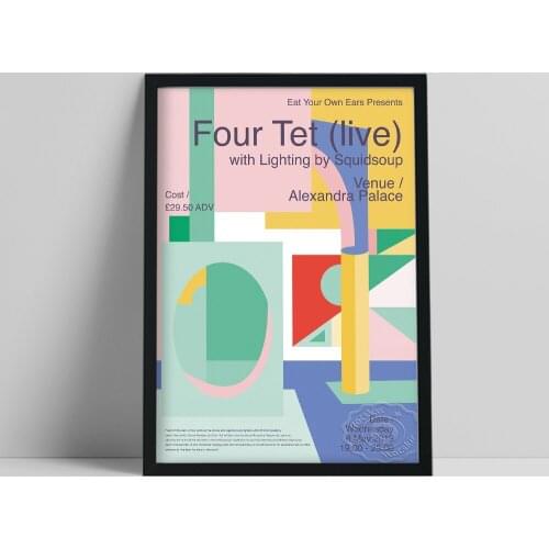 Britain Musician Four Tet Live Gig Poster, Geometric Solid Graphics Picture, Tet Live Fans Collect, Rock Band Music Wall Sticker