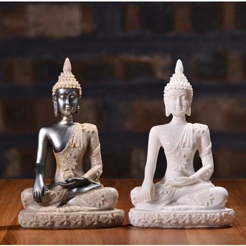 Buddha Statues Thailand Buddha Statue Sculpture Home Decor Office Desk Ornament Vintage Gift Figurine Hindu Sitting Buddha