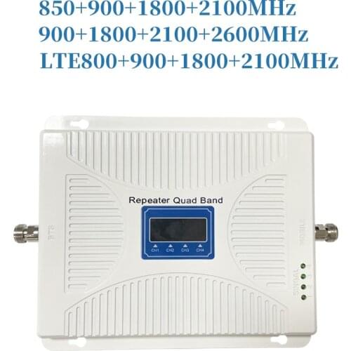 Four Band Cellular Amplifier 2G 3G 4G GSM 900 850 LTE FDD 800 1800 2600 UMTS 2100 MHz Signal Booster 70dB Gain Repeater