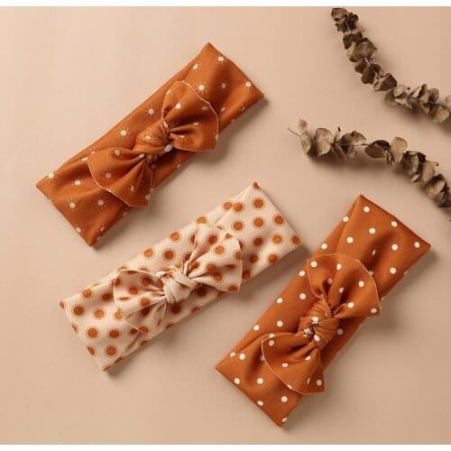 Baby Retro Print Stretch Headband Dot Printed Solid Headbands Turban Newborn Hair Accessories Kids Bebes Headwear Infant Hairbow