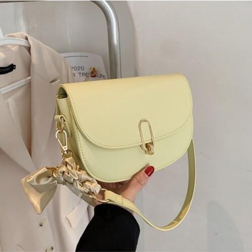 Designer Women Korean Saddle Bags Small PU Leather Female Shoulder Crossbody Bags 2021 Luxury Brand Ladies Green Black Handbags