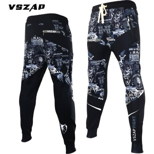 VSZAP Fitness Training Elastic Quick-drying Trousers Muay Thai MMA Broadcast Seeking Running Sanda Fighting Workout Sports Pant
