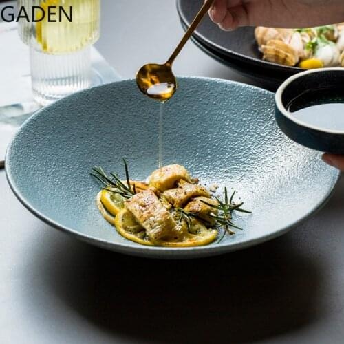Nordic Color Glaze Ceramic Bowl Household Large Bowl Soup Bowl Household Noodle Bowl Large Salad Bowl Japanese Tableware