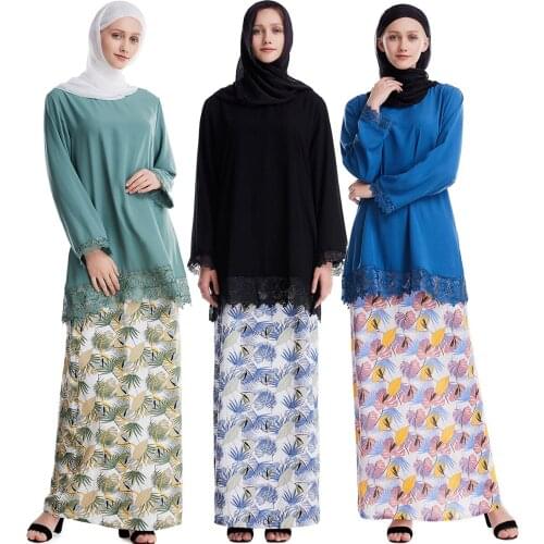 Eid Mubarek Abaya Turkey Hijab Two-piece Muslim Sets Dress Caftan Kaftans Islamic Clothing Abayas For Women Musulman Ensembles